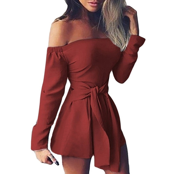 Womail bodysuit Women Summer Fashion Female Playsuit Off Shoulder Long Sleeve Overalls Shorts Rompers Jumpsuit fashion2019 M515