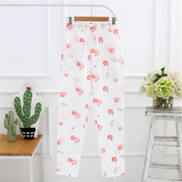 Sleep Bottom Women 100% Cotton Full Pants Lady Home Cartoon Pajamas Sexy Soft Slip Summer Pant Big Size Student Sleepwear