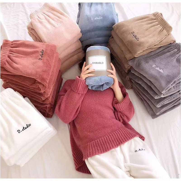 Winter Flannel Sleep Bottoms Long Pants Thick Warm Casual Home Wear Casual Pyjama Trousers Soft Loose Trouser Sleepwear