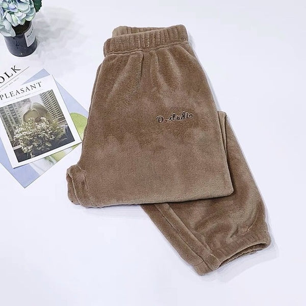 Winter Flannel Sleep Bottoms Long Pants Thick Warm Casual Home Wear Casual Pyjama Trousers Soft Loose Trouser Sleepwear