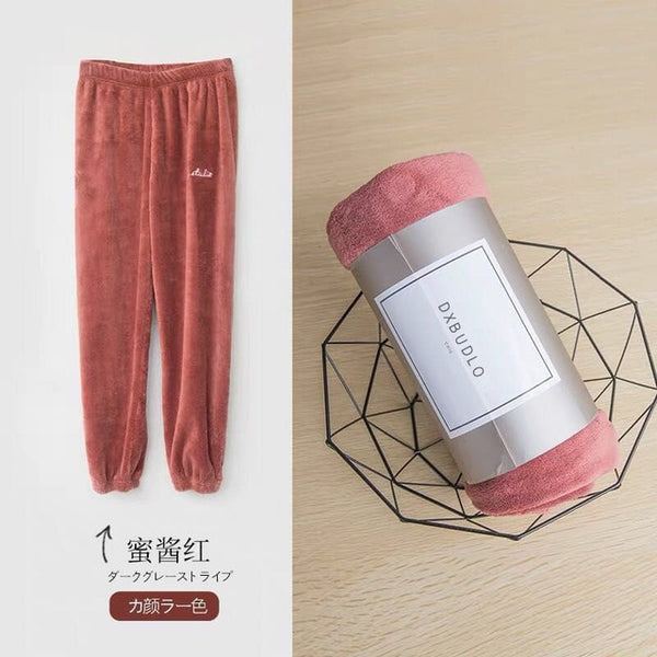 Winter Flannel Sleep Bottoms Long Pants Thick Warm Casual Home Wear Casual Pyjama Trousers Soft Loose Trouser Sleepwear