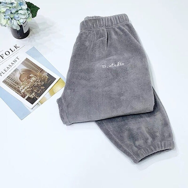 Winter Flannel Sleep Bottoms Long Pants Thick Warm Casual Home Wear Casual Pyjama Trousers Soft Loose Trouser Sleepwear