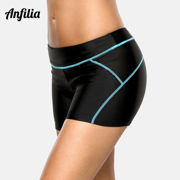 Anfilia Swimming Trunks Women Bikini Bottom Solid Color Swimwear Briefs Split Bandage Boy Shorts