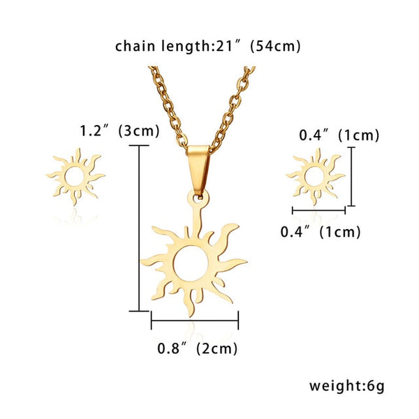 Rinhoo Cute Stainless Steel Animal Dog Cat Eagle Deer Heart Love Necklace Earrings Set Wedding Jewelry For Women Girl Sets