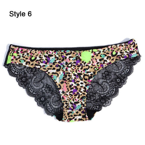 New Women Bikini Panties Low Waist Swimwear Bottom Floral Print Leopard Lace Female Swimsuit Seamless Briefs Beachwear Bathing