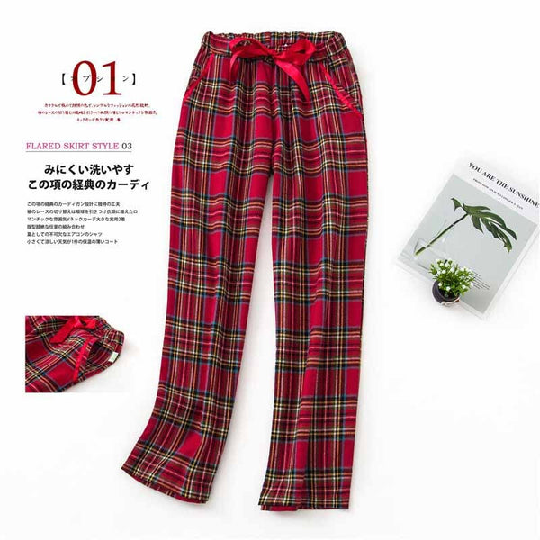 2019 Autumn And Winter New Sleep Bottom Men And Women Sleep Pants Red Plaid Comfort Cotton Soft Loose Homewear Pants