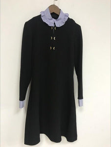 XUXI 2019 Female Autumn Dress Elegant Frenchman Lotus Leaf Collar Couture Of Long Sleeves Ladies Short Dresss Clothes FZ0172