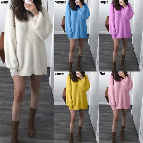 Women Casual Sweater Dresss Loose Long Pullovers Tops Celmia 2019 Autumn Long Sleeve Knitted Sweater Pull Femme Solid Jumper 5XL