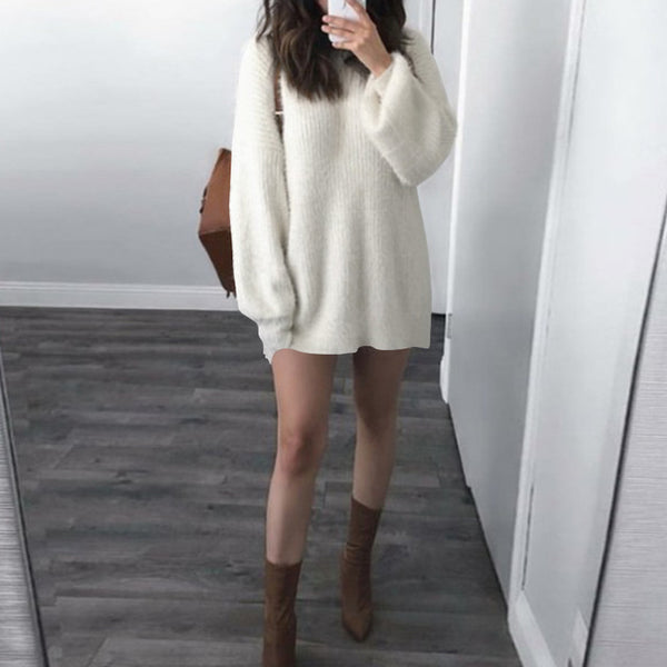 Women Casual Sweater Dresss Loose Long Pullovers Tops Celmia 2019 Autumn Long Sleeve Knitted Sweater Pull Femme Solid Jumper 5XL