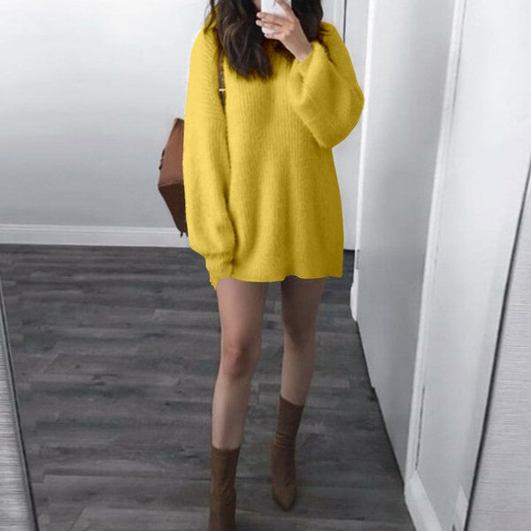 Women Casual Sweater Dresss Loose Long Pullovers Tops Celmia 2019 Autumn Long Sleeve Knitted Sweater Pull Femme Solid Jumper 5XL