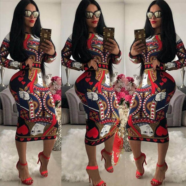 New Sexy print women long dresss Autumn long sleeve sashes bodycon stretch dresses Elegant party female vesitidos Plus size