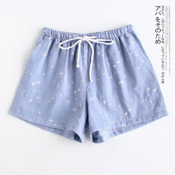 Lovers Sleep Bottom Gauze Cotton Couple Sleep Shorts Starry Sky Japanese Style Men And Women Comfort Loose Homewear Casual Wear