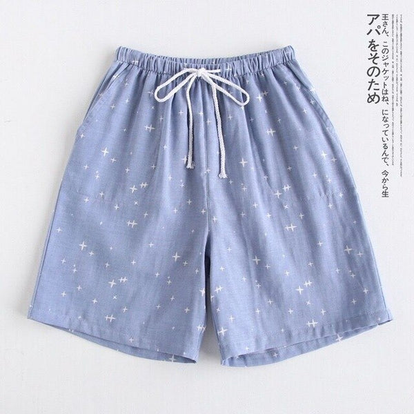 Lovers Sleep Bottom Gauze Cotton Couple Sleep Shorts Starry Sky Japanese Style Men And Women Comfort Loose Homewear Casual Wear