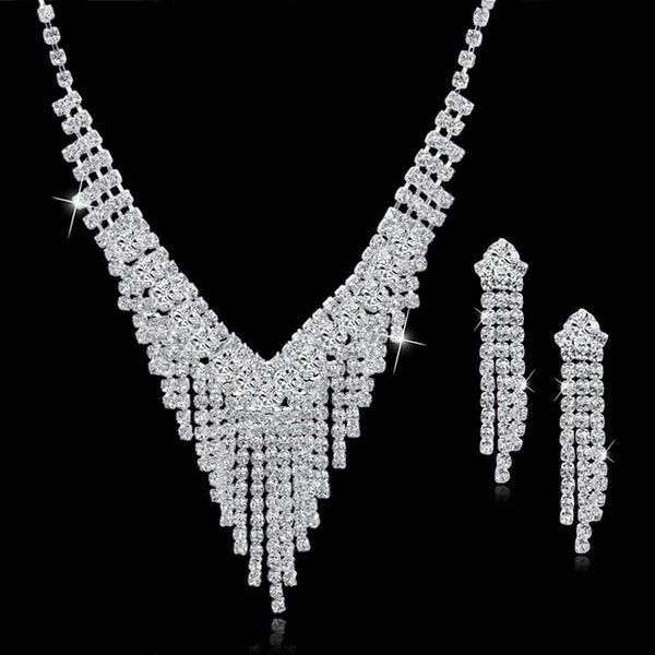 TOUCHEART Wedding Jewellery Set Crystal Bridal Jewelry Sets For Women Long Tassel Statement Necklace/Earrings Set SET150011