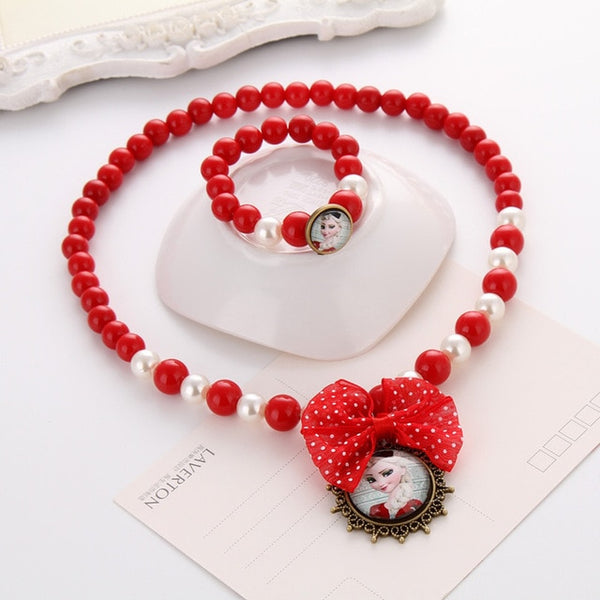 Latest Princess Beads Necklace Bracelet Jewelry Set Christmas Gift for Girls Baby Child Kids Jewelry Accessories Collier Choker