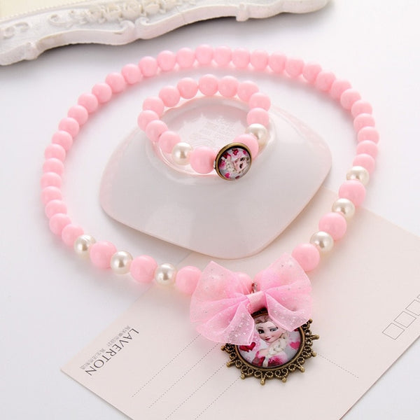 Latest Princess Beads Necklace Bracelet Jewelry Set Christmas Gift for Girls Baby Child Kids Jewelry Accessories Collier Choker