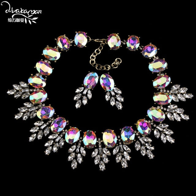 Dvacaman Brand 2016 Fashion Wedding Party Jewelry Sets Women Indian Bridal Statement Necklace&Earrings Accessory Love Gifts O40