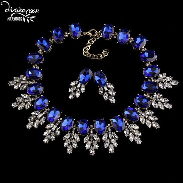 Dvacaman Brand 2016 Fashion Wedding Party Jewelry Sets Women Indian Bridal Statement Necklace&Earrings Accessory Love Gifts O40