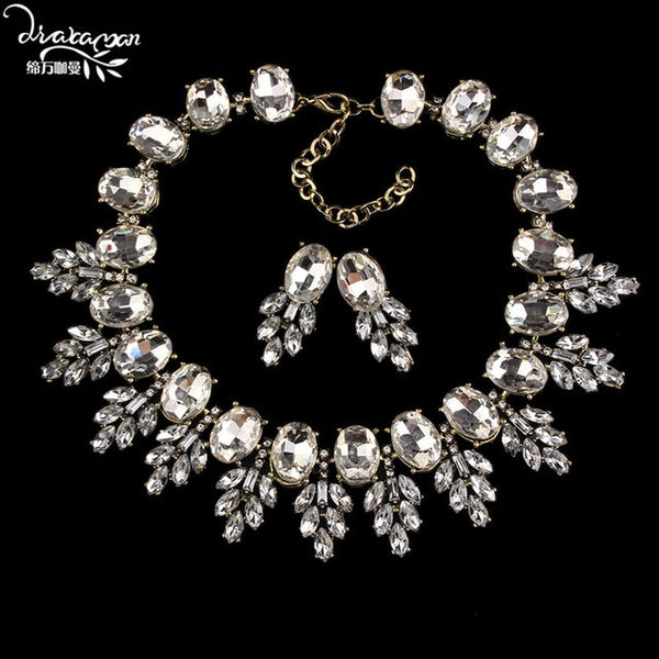 Dvacaman Brand 2016 Fashion Wedding Party Jewelry Sets Women Indian Bridal Statement Necklace&Earrings Accessory Love Gifts O40