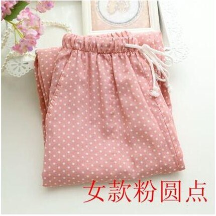 Women's Sleep Bottoms Pajamas Pants Ladies Underwear Trousers Polka Dot Women Lounge Pants Loose Cotton Home Pant Q472