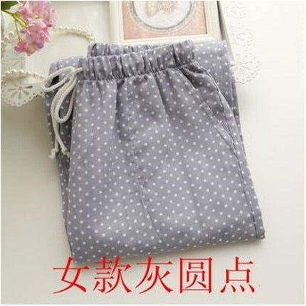 Women's Sleep Bottoms Pajamas Pants Ladies Underwear Trousers Polka Dot Women Lounge Pants Loose Cotton Home Pant Q472