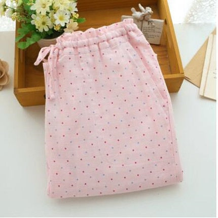 Women's Sleep Bottoms Pajamas Pants Ladies Underwear Trousers Polka Dot Women Lounge Pants Loose Cotton Home Pant Q472