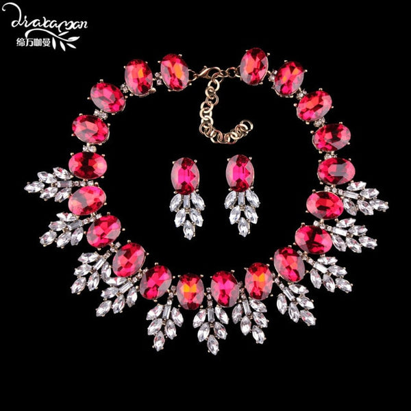 Dvacaman Brand 2016 Fashion Wedding Party Jewelry Sets Women Indian Bridal Statement Necklace&Earrings Accessory Love Gifts O40