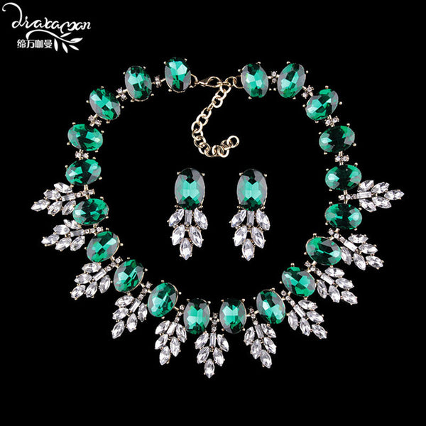 Dvacaman Brand 2016 Fashion Wedding Party Jewelry Sets Women Indian Bridal Statement Necklace&Earrings Accessory Love Gifts O40