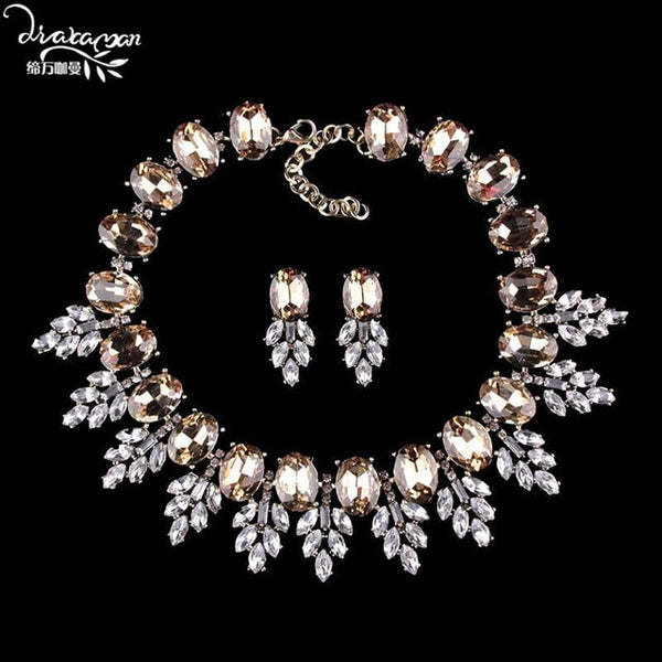 Dvacaman Brand 2016 Fashion Wedding Party Jewelry Sets Women Indian Bridal Statement Necklace&Earrings Accessory Love Gifts O40