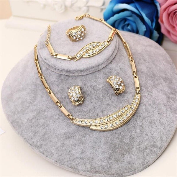 MINHIN Wholesale Summer Charming Jewelry Set For Women Golden Plated Alloy Classic Party Jewelry Graceful Bridal Jewelry Set