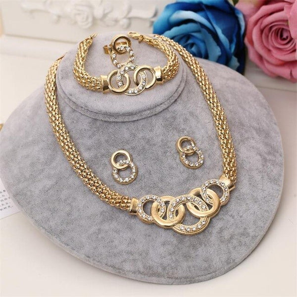 MINHIN Wholesale Summer Charming Jewelry Set For Women Golden Plated Alloy Classic Party Jewelry Graceful Bridal Jewelry Set