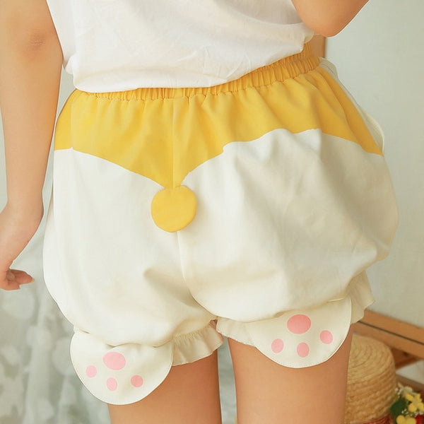 Restock Cute Sleep Bottoms Shorts Women Lolita Kawaii Corgi Butt Shorts Harajuku Pumpkin Bloomers Pajamas Elastic Waist B81801