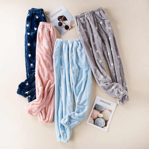 Fdfklak winter new flannel pajama pants women bottoms pants lounge wear Thicken warm trousers women sleep bottoms Q1413