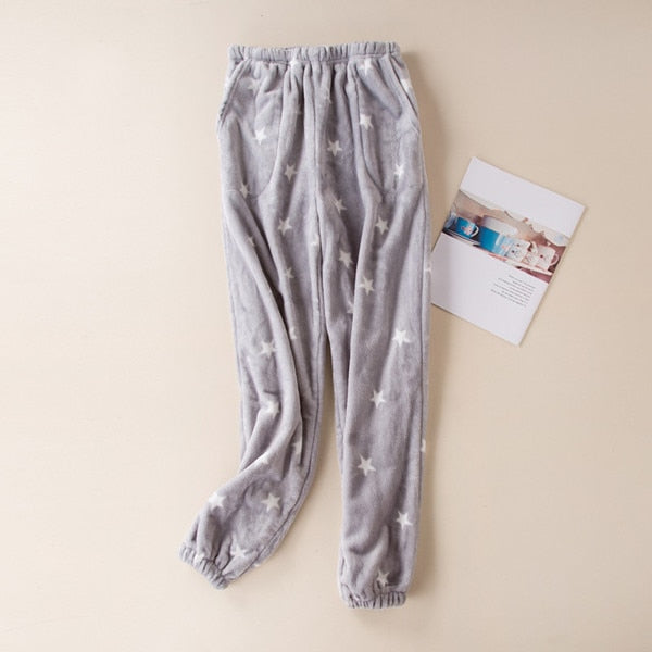 Fdfklak winter new flannel pajama pants women bottoms pants lounge wear Thicken warm trousers women sleep bottoms Q1413