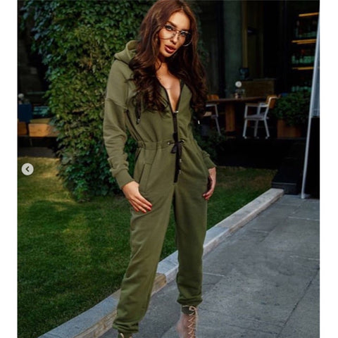 New Fashion Women Sexy Jumpsuit Long Sleeve High Waist Jumpsuit Hoodies Street Wear Drawrsing Jumpsiut Romper Long Trousers