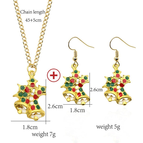 Christmas Jewelry Sets Santa Claus Xmas Tree Wreath Bells Boots Gifts Box Snowman snowflake Elk Necklace Earrings Jewellery Set