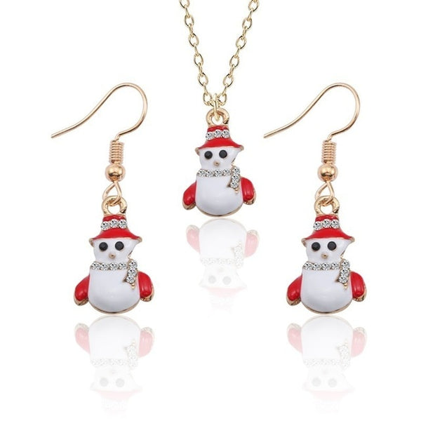 Christmas Jewelry Sets Santa Claus Xmas Tree Wreath Bells Boots Gifts Box Snowman snowflake Elk Necklace Earrings Jewellery Set