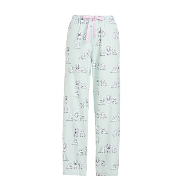 2019 Spring Cotton Flannel Pajama Pants Women Corgi Pug Printed Sleep Bottoms Lounge Wear Loose Home Pajama Pants For Women