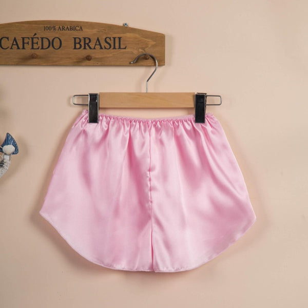Cute Women Satin Sleep Bottoms Elastic Waist Silk Shorts Female Casual Panties Pajama Pants Sexy Nightwear Plus Size Pink