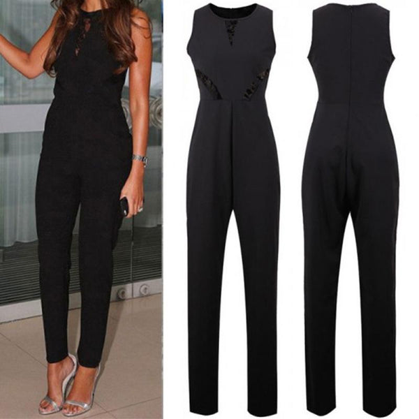 Women Summer Clothes Sleeveless Jumpsuit Lace Playsuit Ladies Thin Fabric Slim Long Pants Full Length Jumpsuit