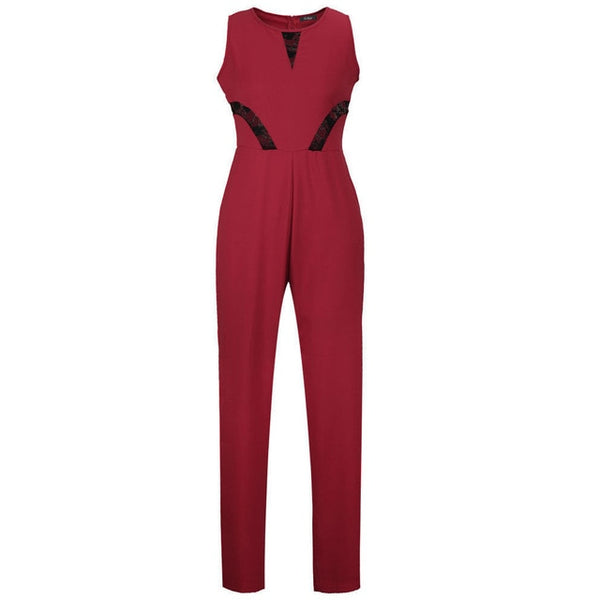 Women Summer Clothes Sleeveless Jumpsuit Lace Playsuit Ladies Thin Fabric Slim Long Pants Full Length Jumpsuit