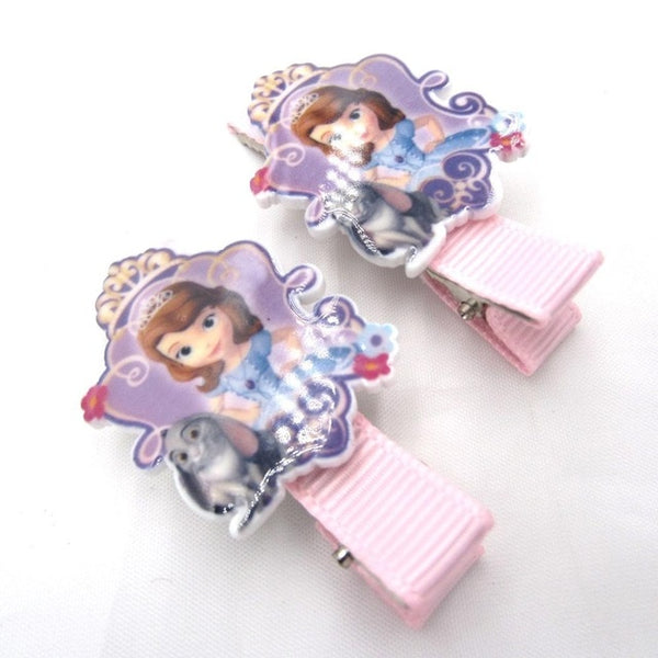 1set Sofia The First Necklace For Kids Girl Hairpin Purple Amulet Pendant Necklaces Children Hairwear Birthday Gifts Jewelry set