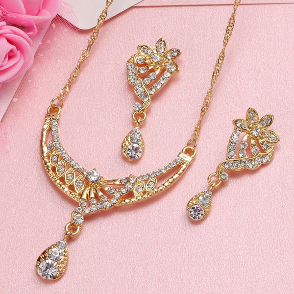 2019 African Jewelry Set Dubai Gold Silver Jewelry Sets For Women Crystal Beads Wedding Jewellery Set Bridal Costume Jewelery