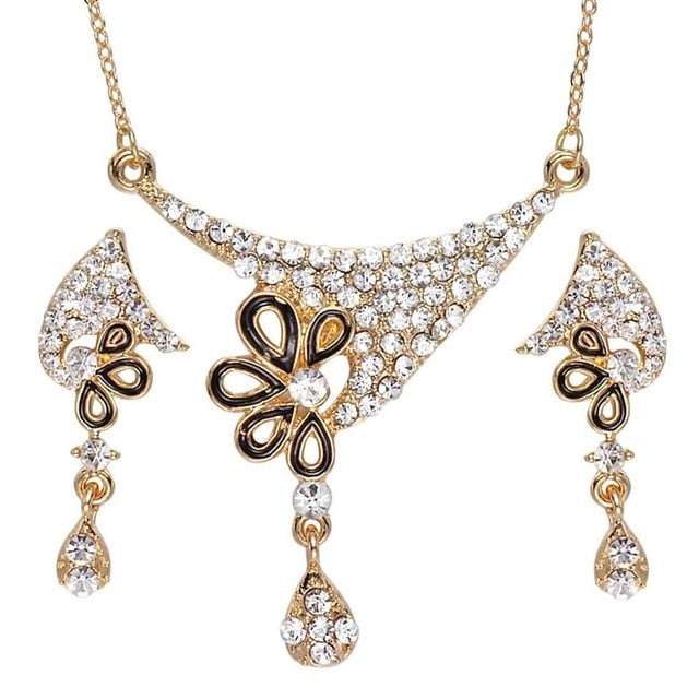 2019 African Jewelry Set Dubai Gold Silver Jewelry Sets For Women Crystal Beads Wedding Jewellery Set Bridal Costume Jewelery