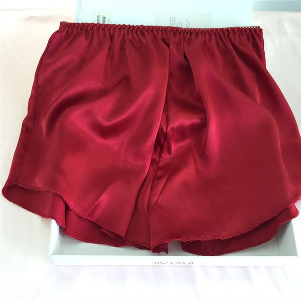 Cute Women Satin Sleep Bottoms Elastic Waist Silk Shorts Female Casual Panties Pajama Pants Sexy Nightwear Plus Size Pink