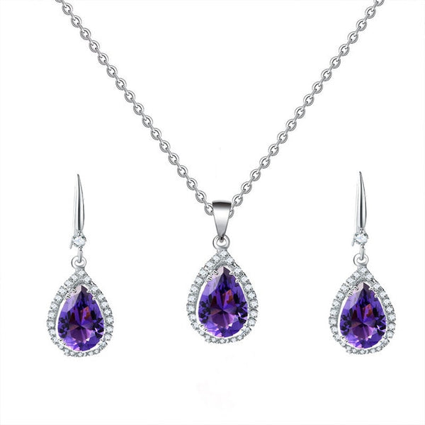 Manxiuni Water Drop Cubic Zirconia Wedding Jewelry Sets inlay Luxury Crystal Bridal necklace Earrings Set Gifts For Bridesmaids