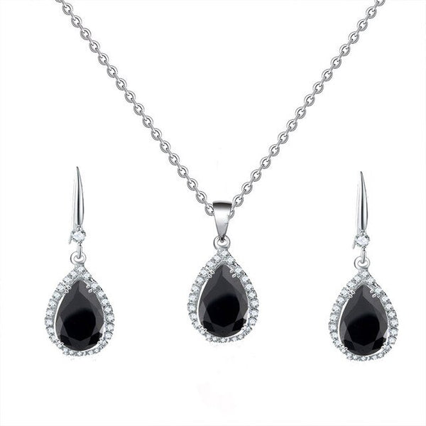 Manxiuni Water Drop Cubic Zirconia Wedding Jewelry Sets inlay Luxury Crystal Bridal necklace Earrings Set Gifts For Bridesmaids