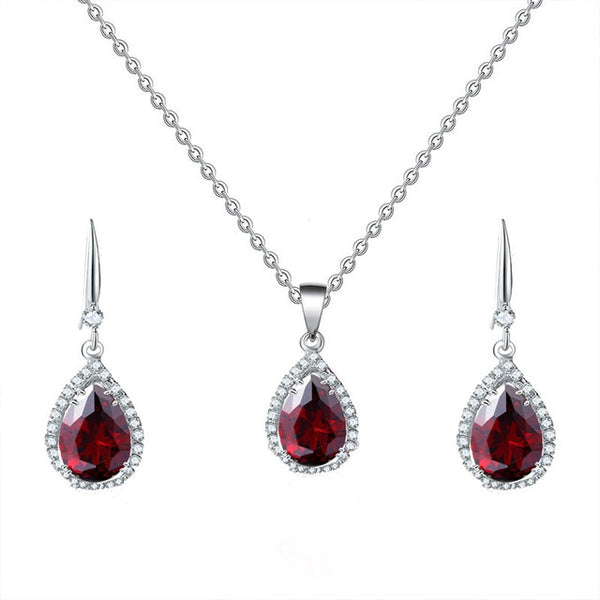 Manxiuni Water Drop Cubic Zirconia Wedding Jewelry Sets inlay Luxury Crystal Bridal necklace Earrings Set Gifts For Bridesmaids