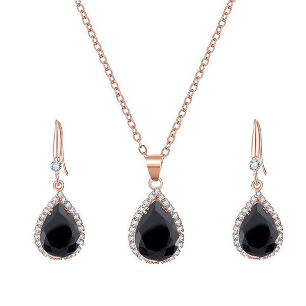 Manxiuni Water Drop Cubic Zirconia Wedding Jewelry Sets inlay Luxury Crystal Bridal necklace Earrings Set Gifts For Bridesmaids