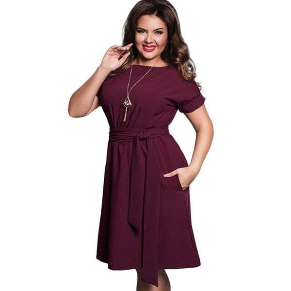 US Stock Dresss Women Loose O-Neck Bodycon Chiffon Dress Elegant Casual Lady Dresses